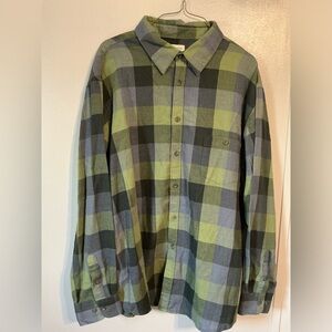 Haggar Clothing Men’s Gray/Green Casual Button Down Collared long Sz XXL Plaid